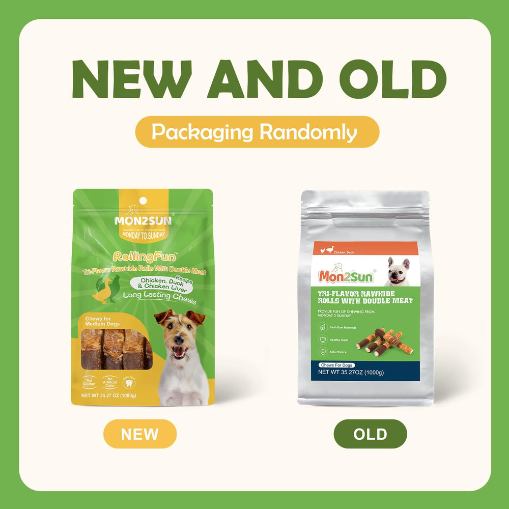 MON2SUN product hero image featuring a medium dog ready to chew