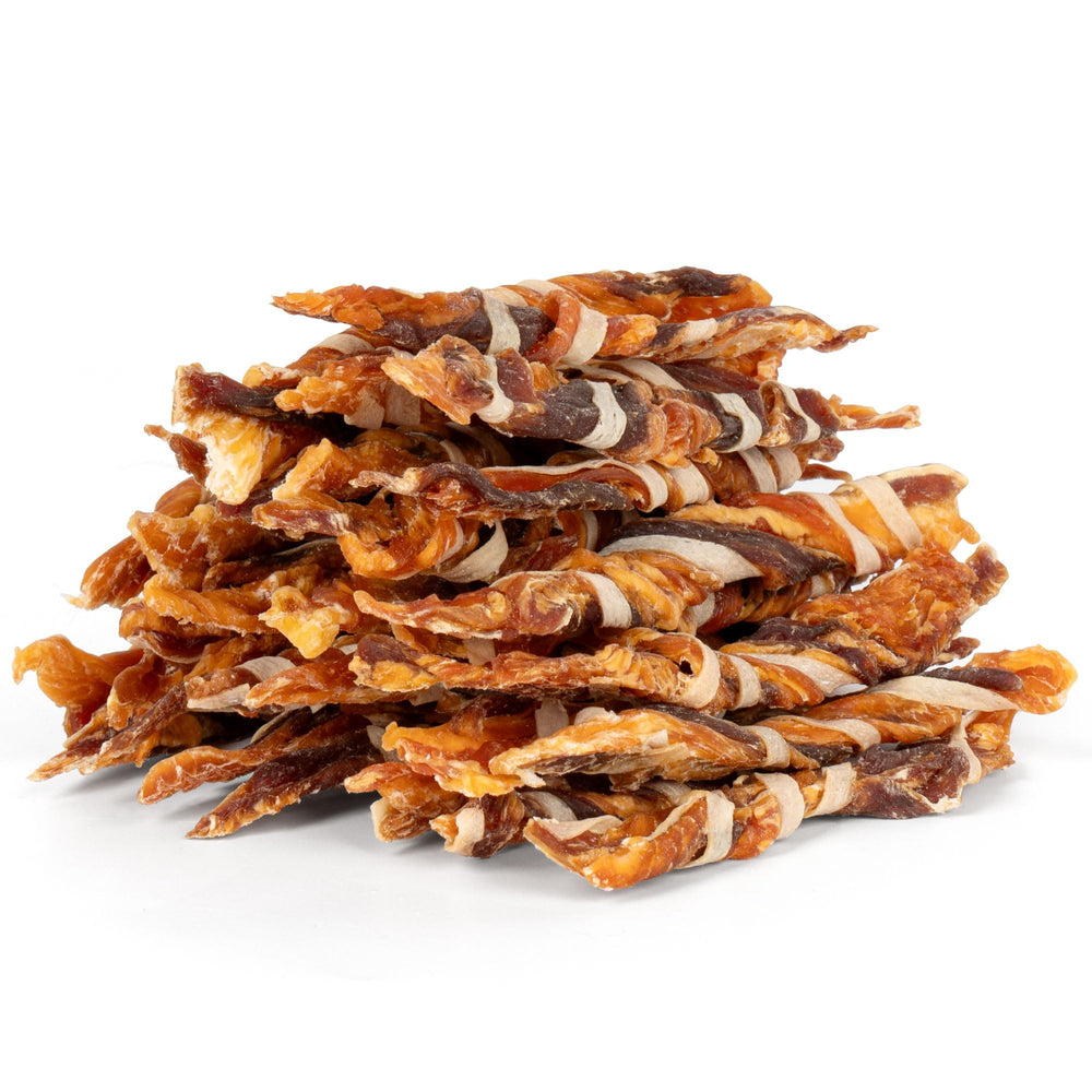 MON2SUN triple flavor jerky twist sticks package ideal snack for small dogs.