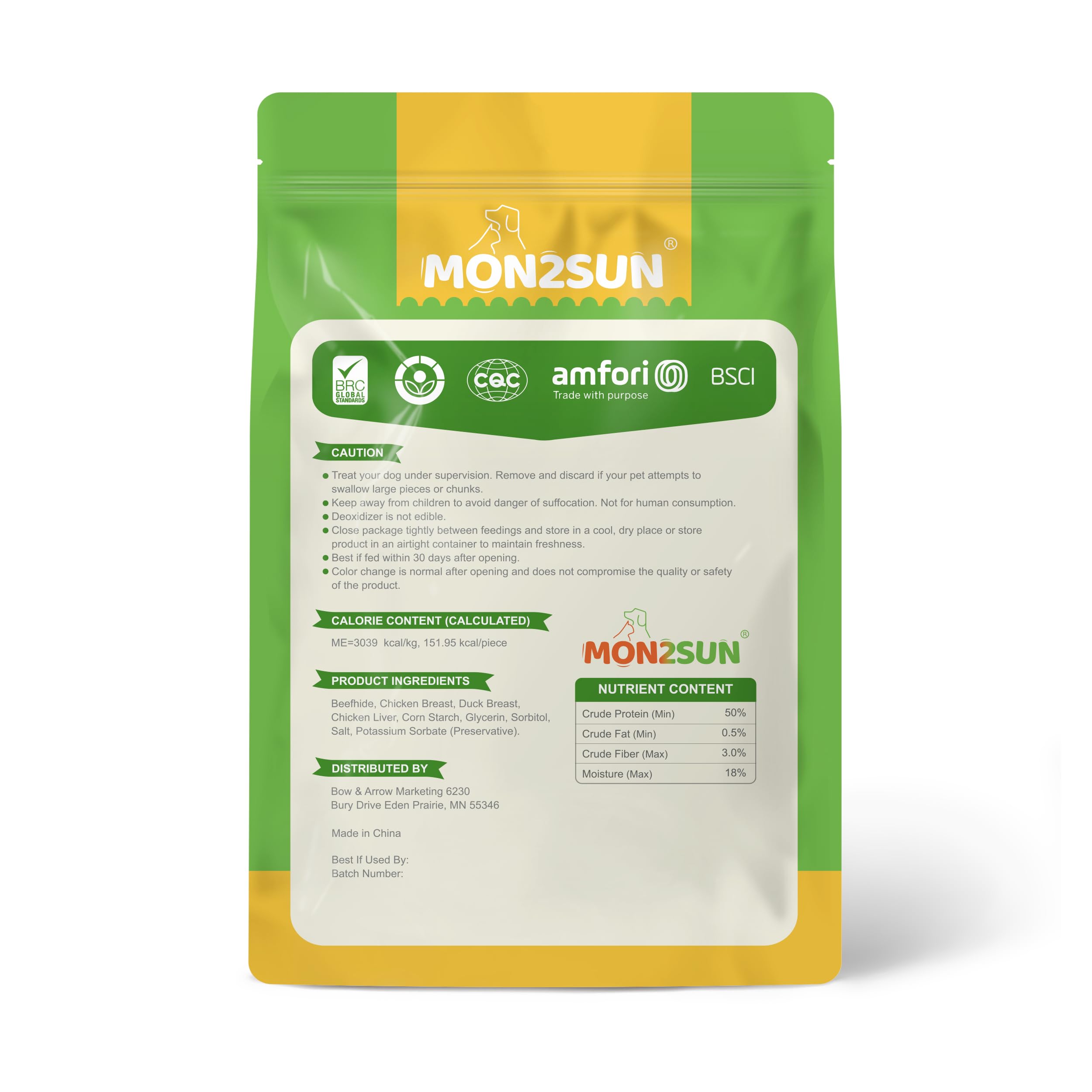 MON2SUN chewy yet durable texture supports long-lasting chewing