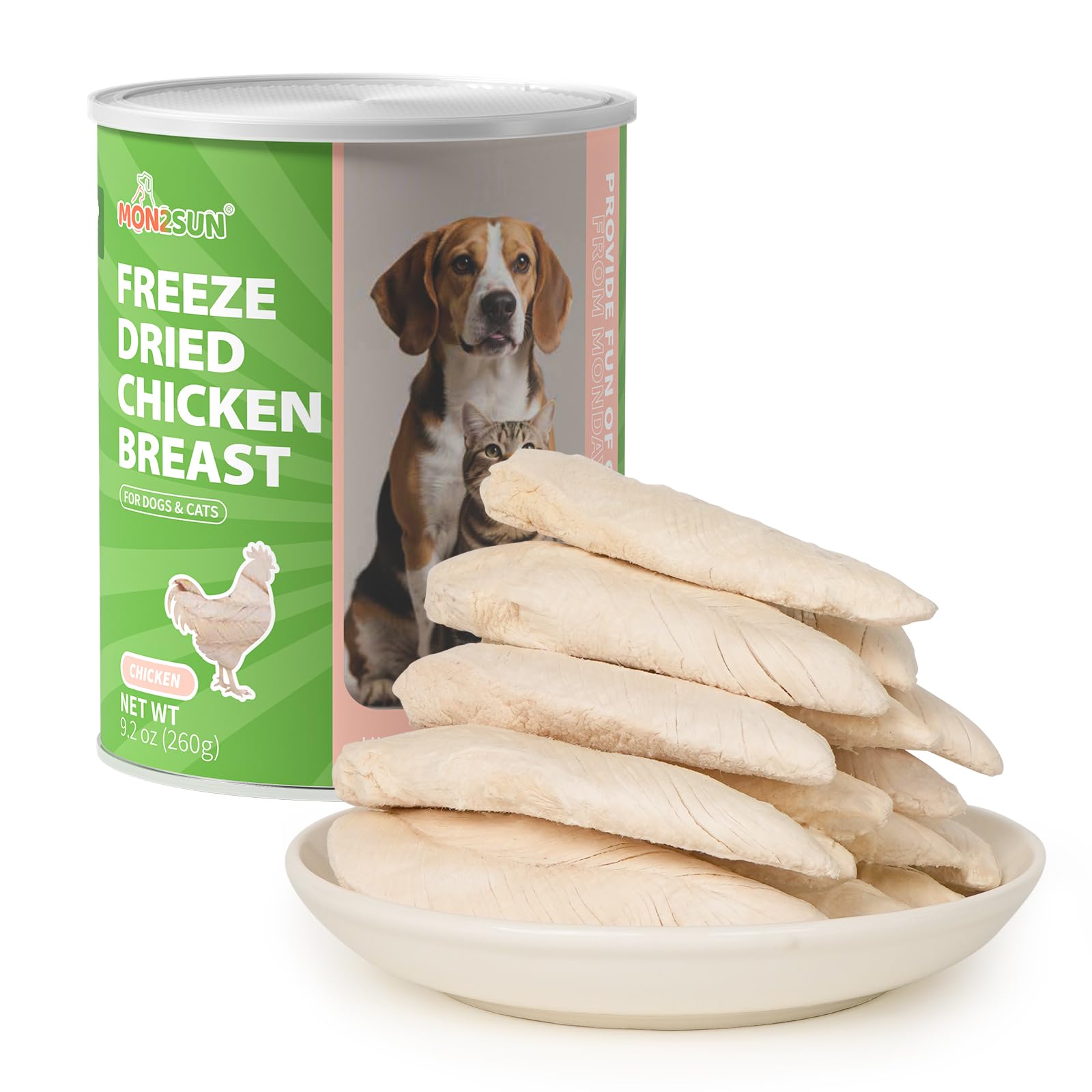 MON2SUN freeze-dried chicken breast treats in a jar for fresh, on-the-go snacking