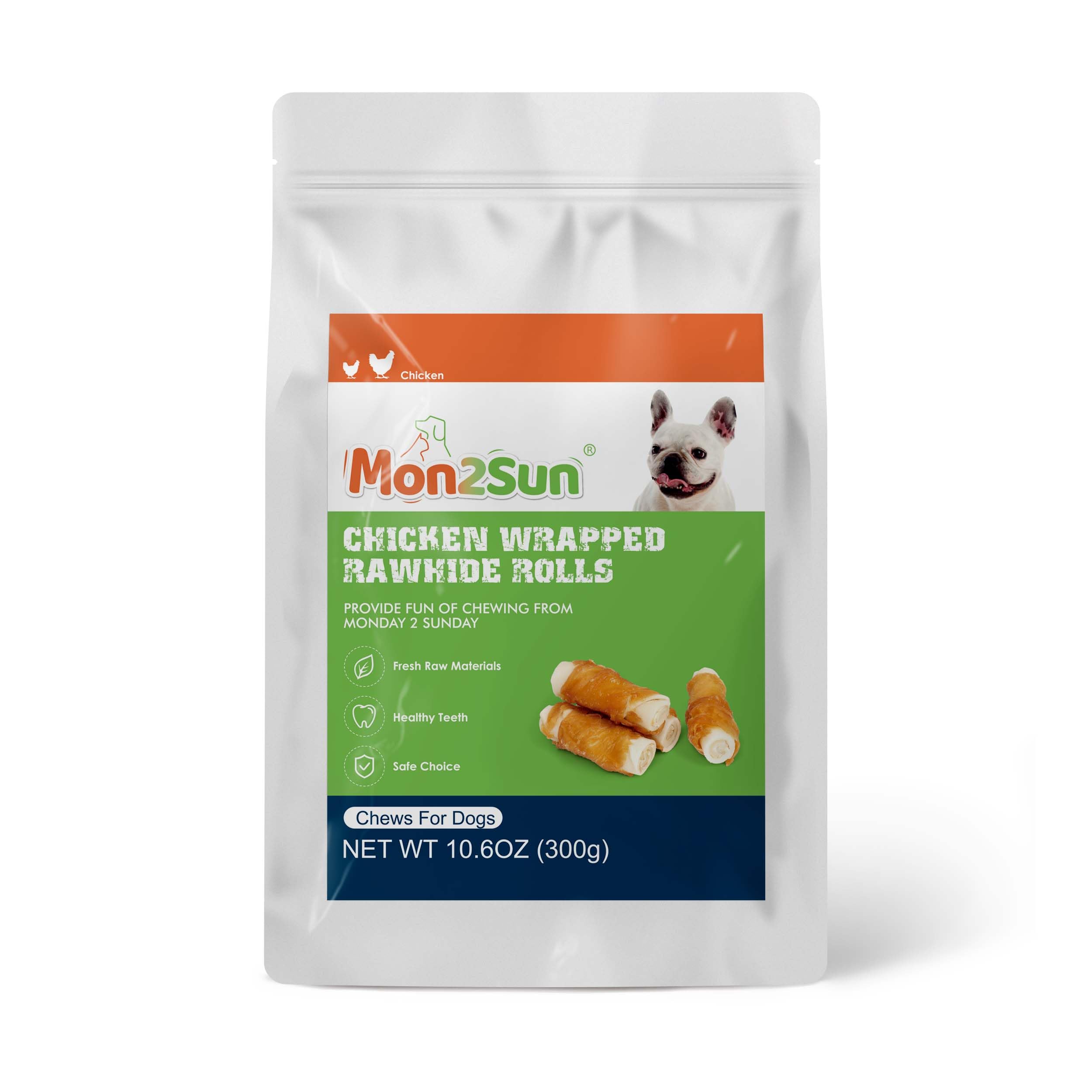 MON2SUN label highlights protein content and low fat profile for dogs.
