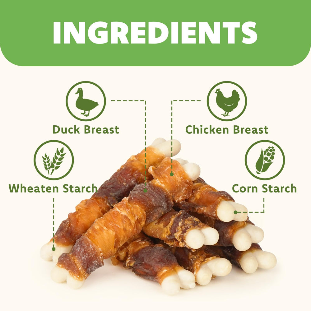 MON2SUN rawhide-free chew wrapped around calcium bone for small dogs.