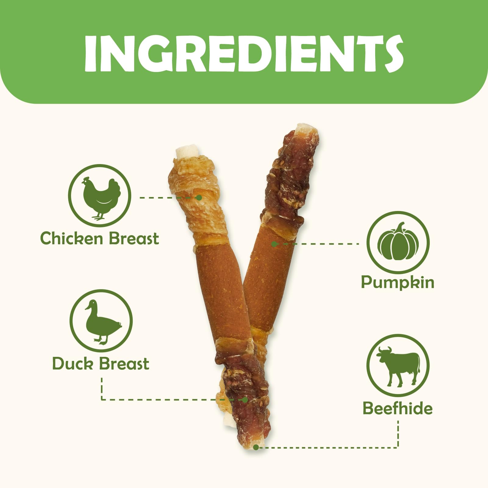 MON2SUN rawhide stick close-up highlights firm texture for longer chew