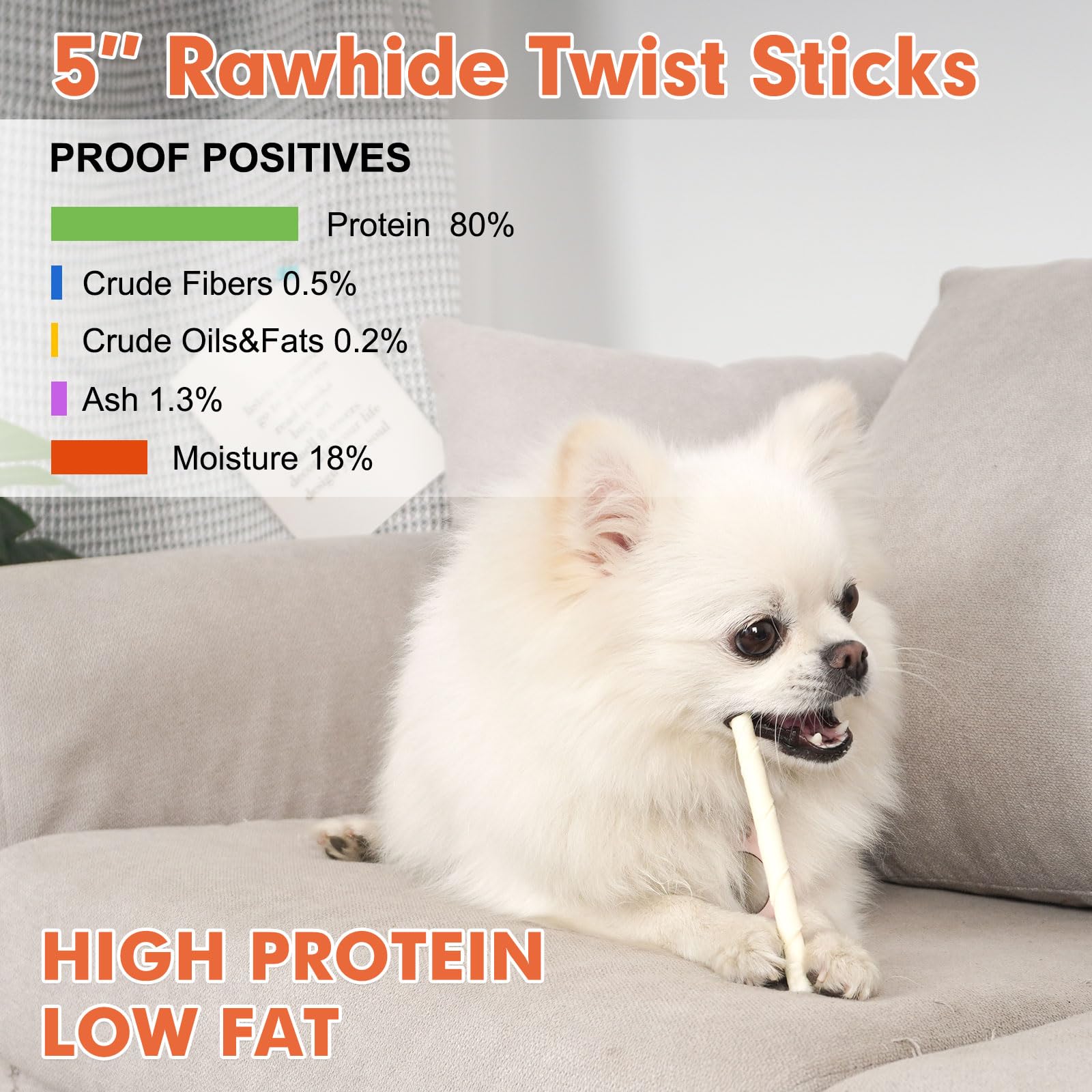 MON2SUN rawhide twist sticks 5in side view highlights slim design