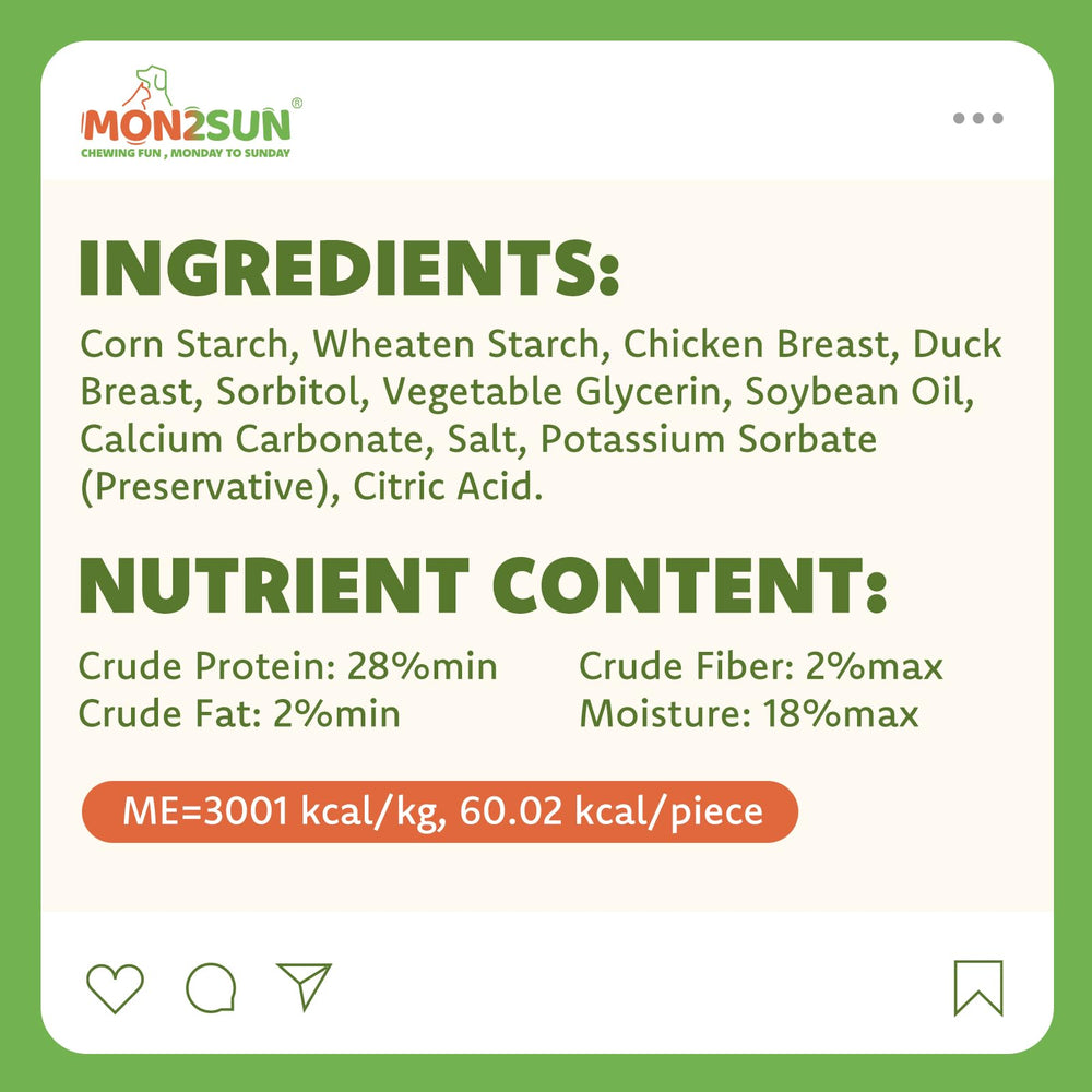 MON2SUN real chicken and duck wrapped calcium bone chew for dogs.