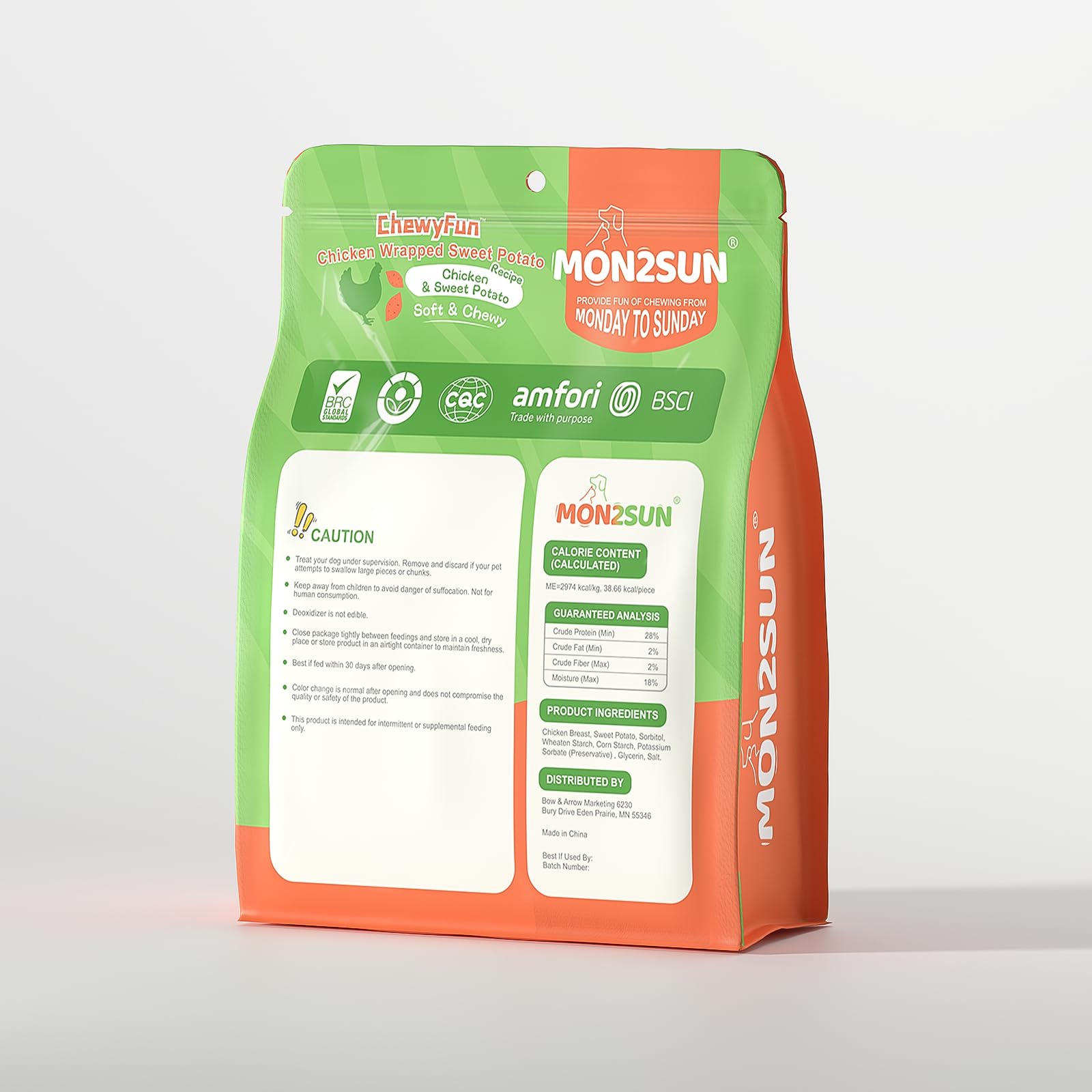 MON2SUN resealable pouch preserves freshness for on-the-go treats.