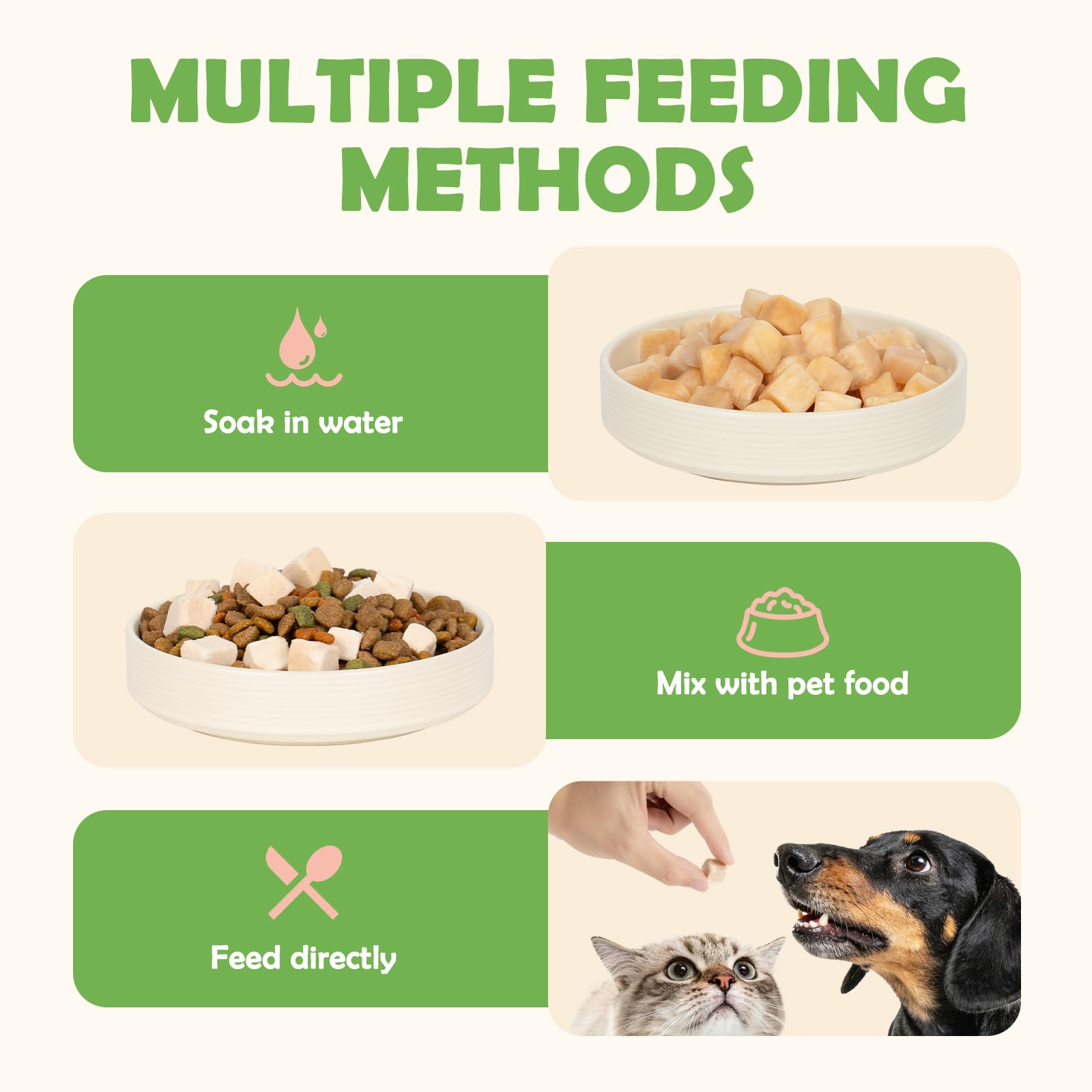 MON2SUN single-ingredient protein treats suitable for dogs and cats.