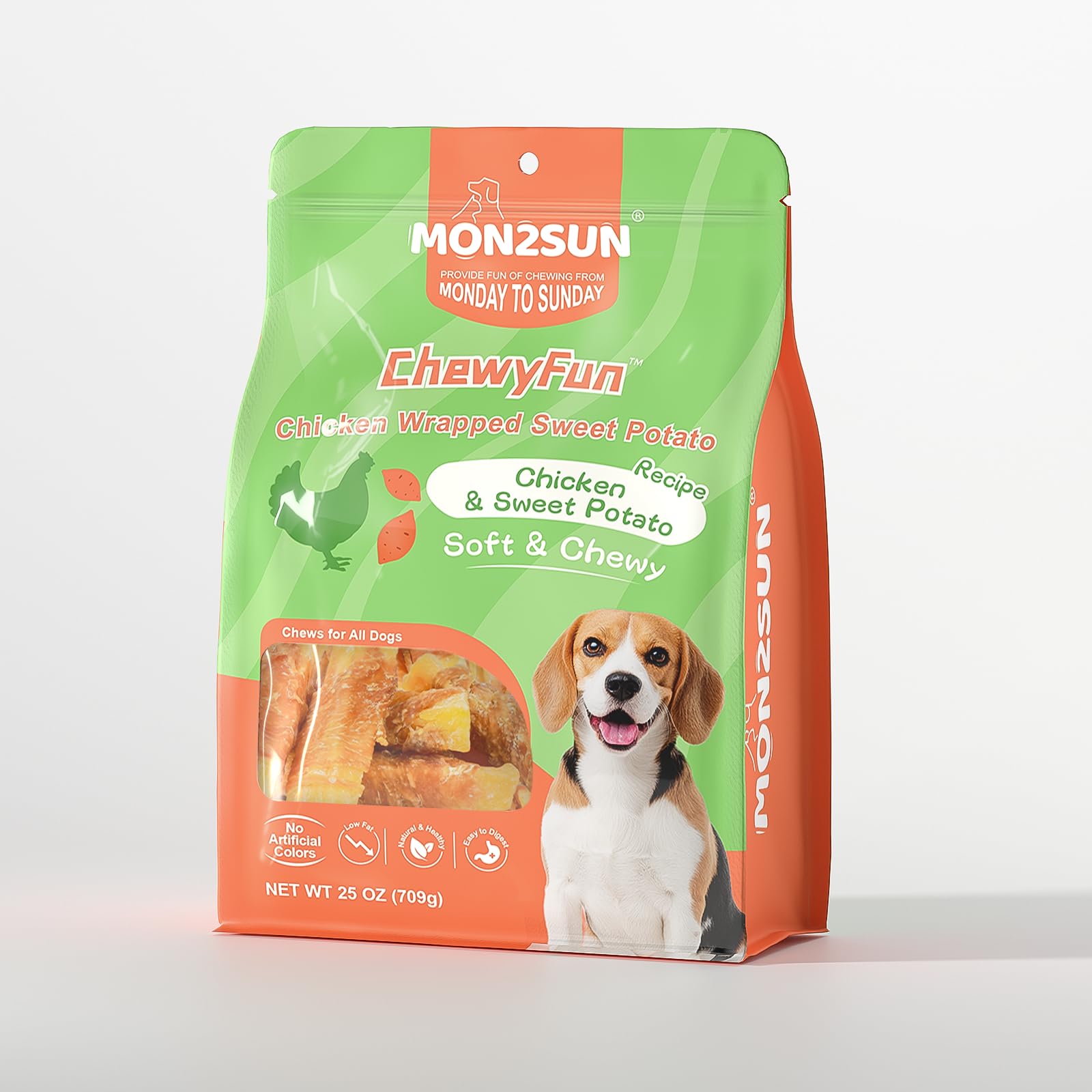 MON2SUN soft-chews close-up shows chewy texture ideal for dogs.