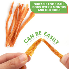 Soft, chewy MON2SUN chicken strips ideal for small dogs.