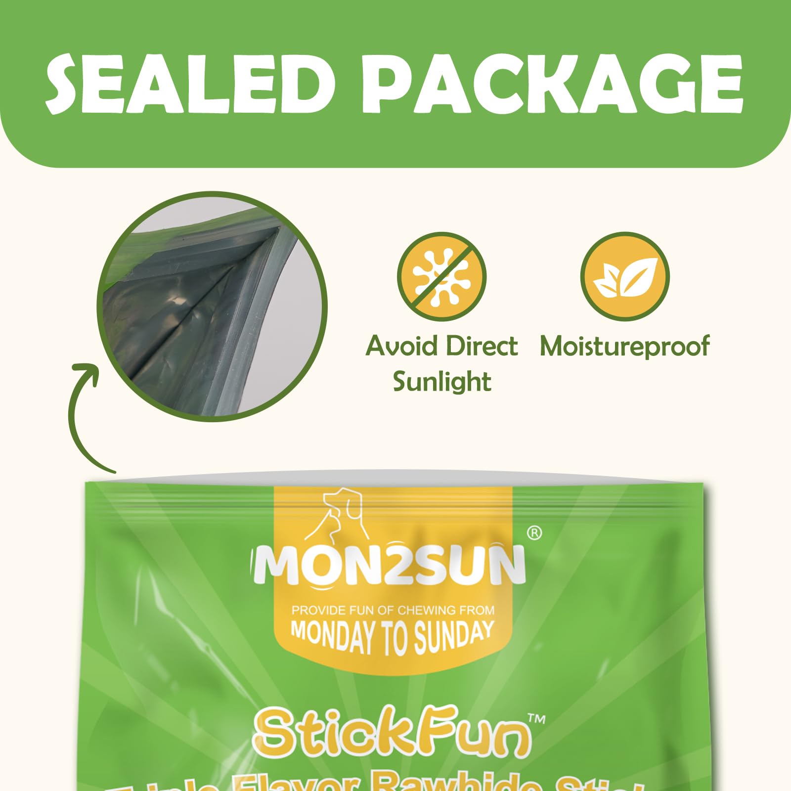 MON2SUN storage guidance with cold, dry place to preserve freshness.
