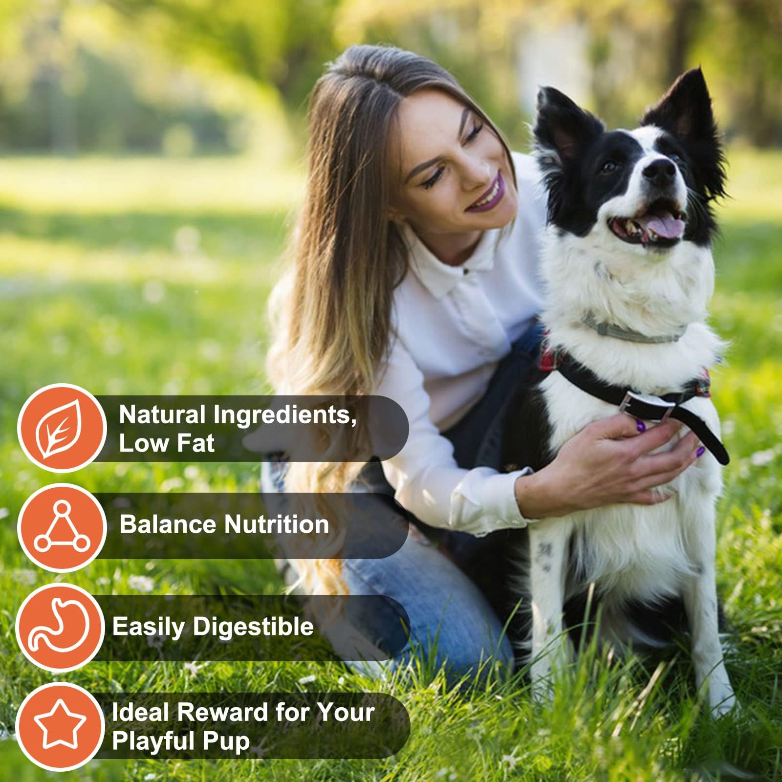 MON2SUN training treats highlight protein-rich rewards for dogs.
