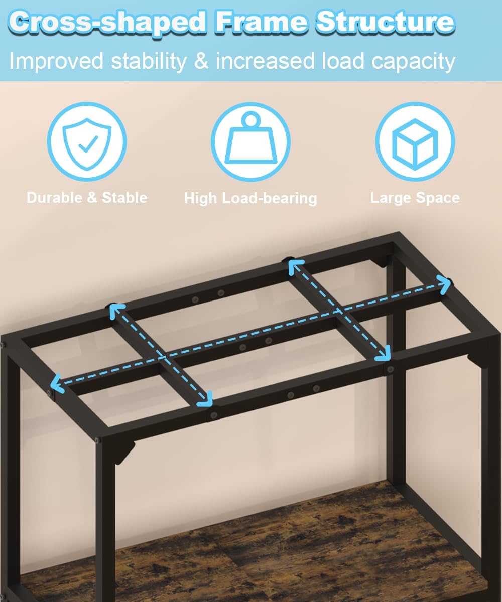 Mondazie stand with adjustable feet protects floors and reduces wobble.