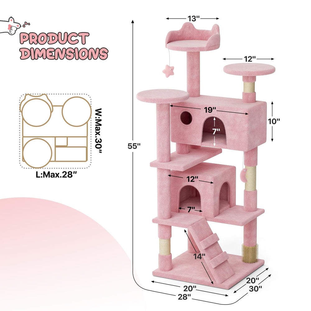 MoNiBloom multi-level perches invite climbing and lounging in a cozy pink hideaway.