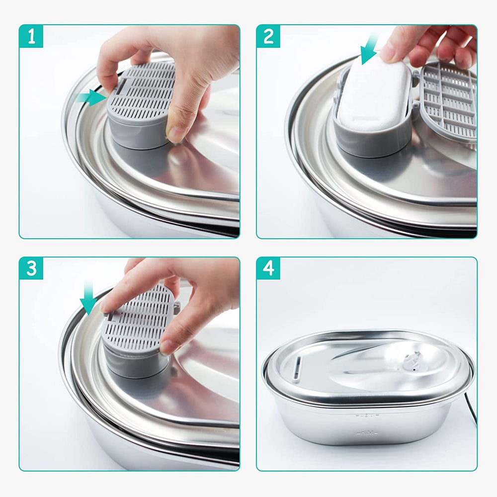 Monsin fountain helps encourage pets to drink more by offering enticing water.