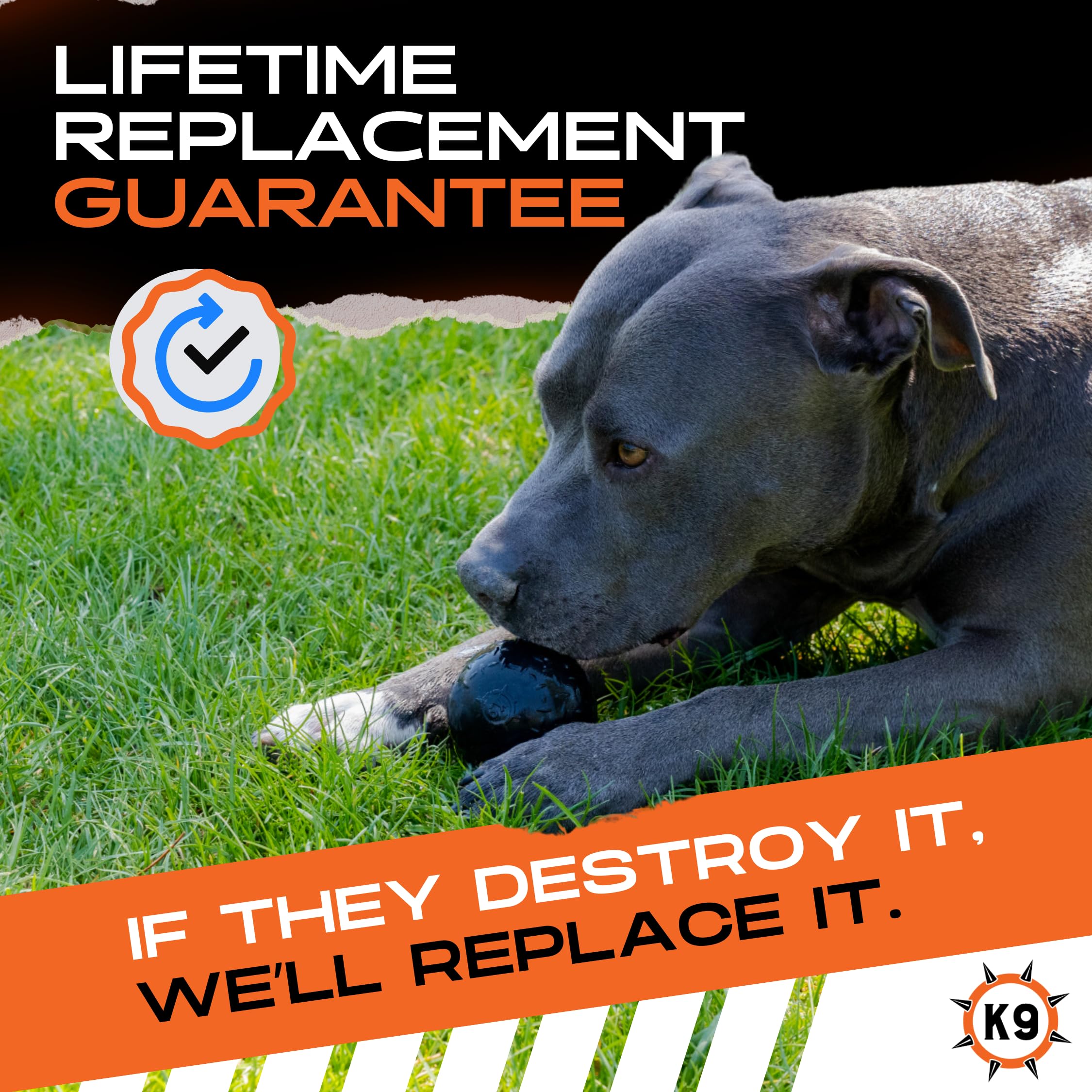 Monster K9 Indestructible Ball demonstrates tear resistance in rough play.