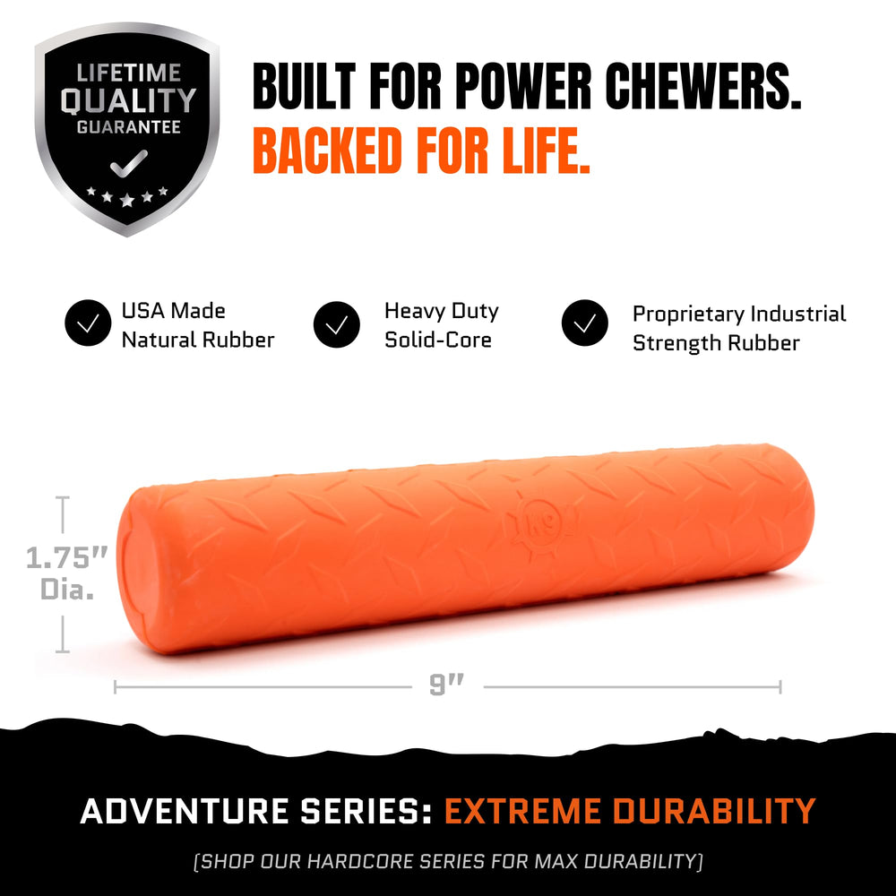 Monster K9 Indestructible Stick Dog Toy close-up showing durable rubber texture.