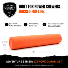Monster K9 Indestructible Stick Dog Toy close-up showing durable rubber texture.