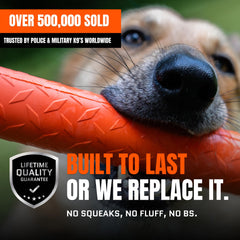 Monster K9 Indestructible Stick Dog Toy close-up of rugged core for strong chewers.