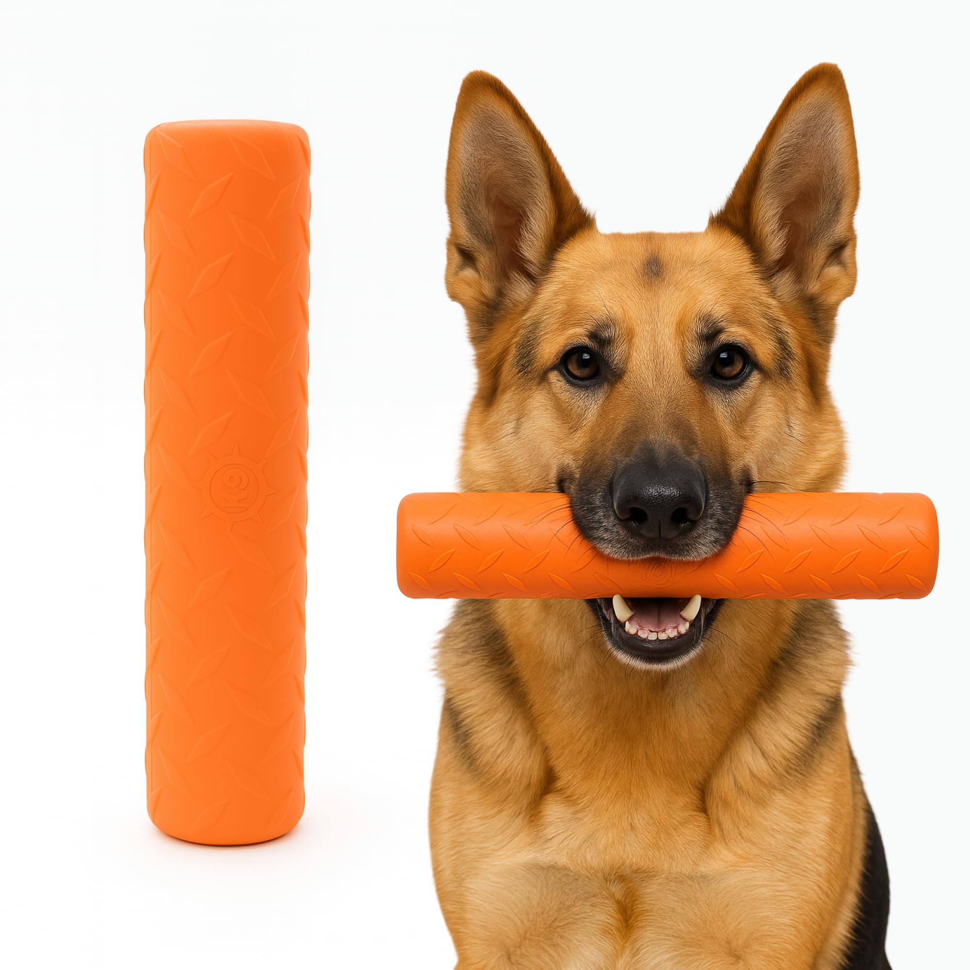Monster K9 Indestructible Stick Dog Toy in USA-made natural rubber, ideal for tough chewers.