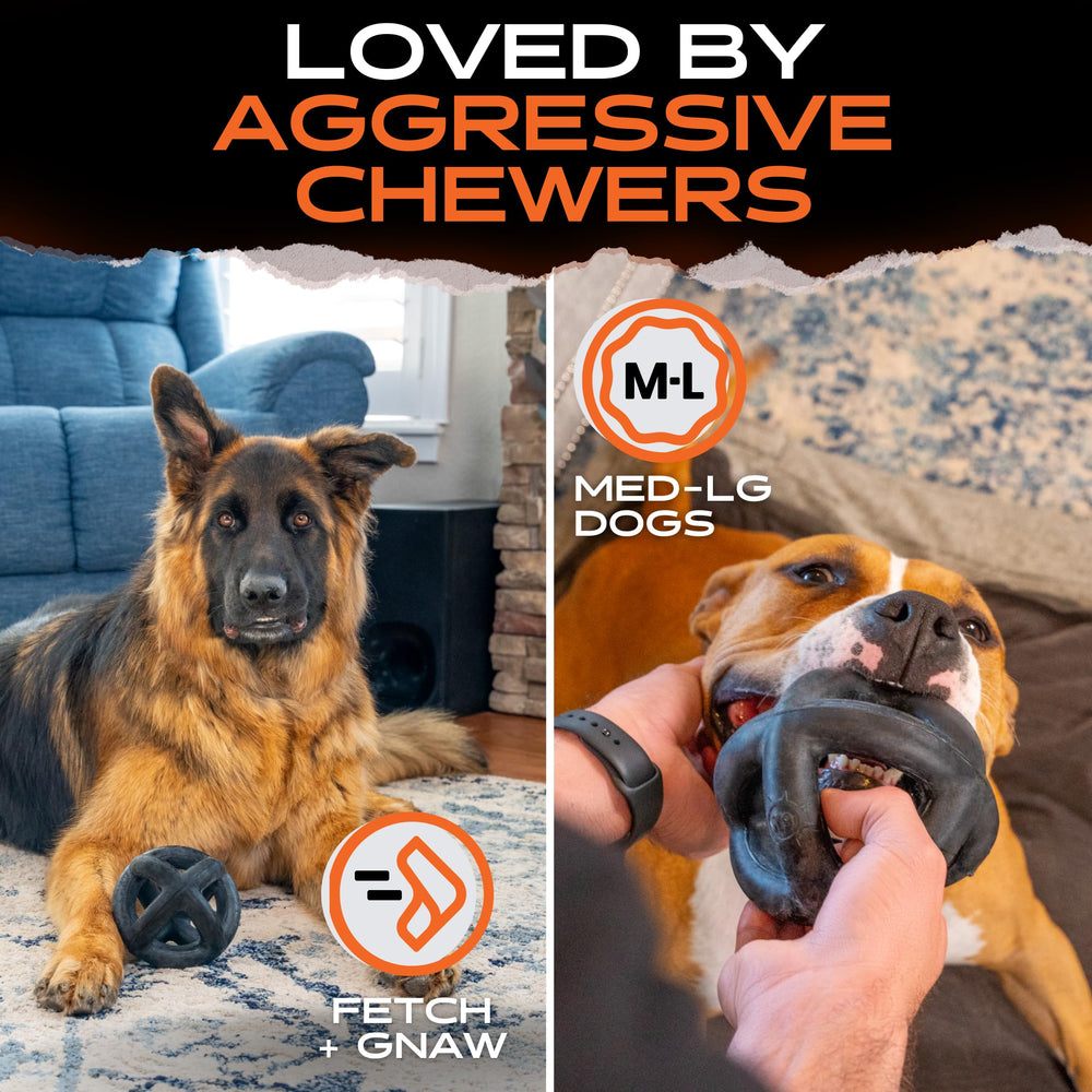 Monster K9 Ring Ball in action for safe chewing and play.