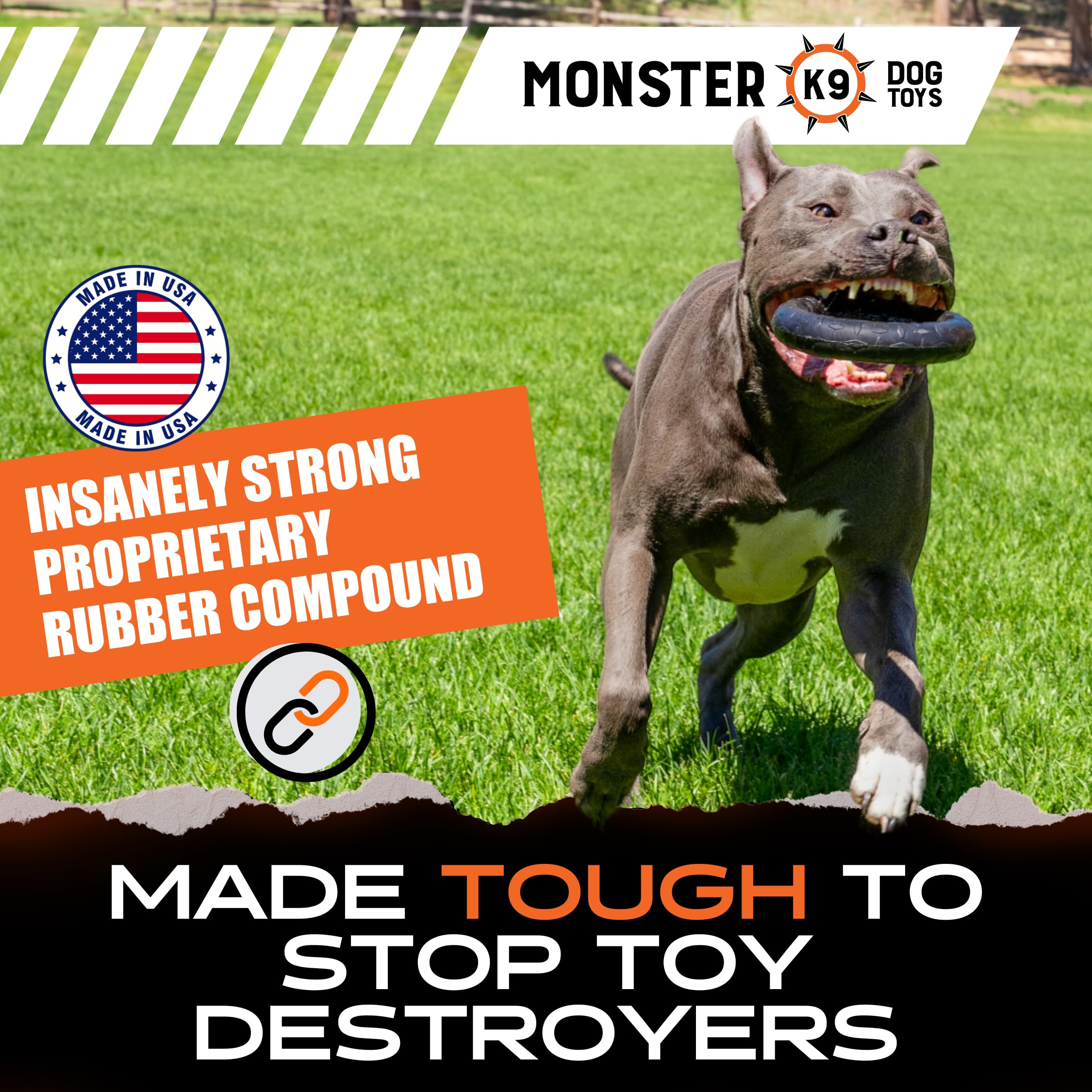 Monster K9 ring-core rubber close-up highlighting solid-core design
