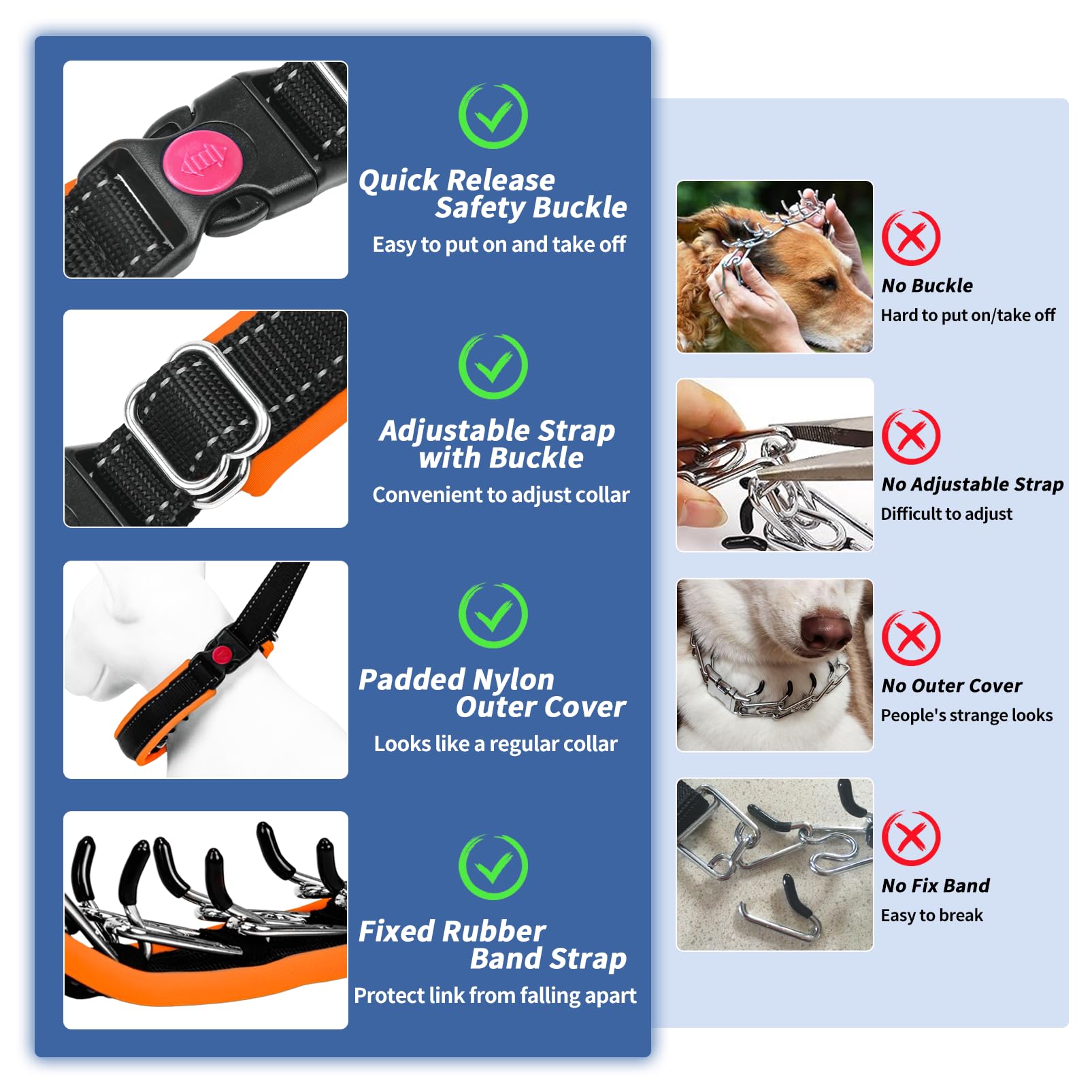 Monstoyo Martingale collar with full-coverage padding and nylon strap for safety.