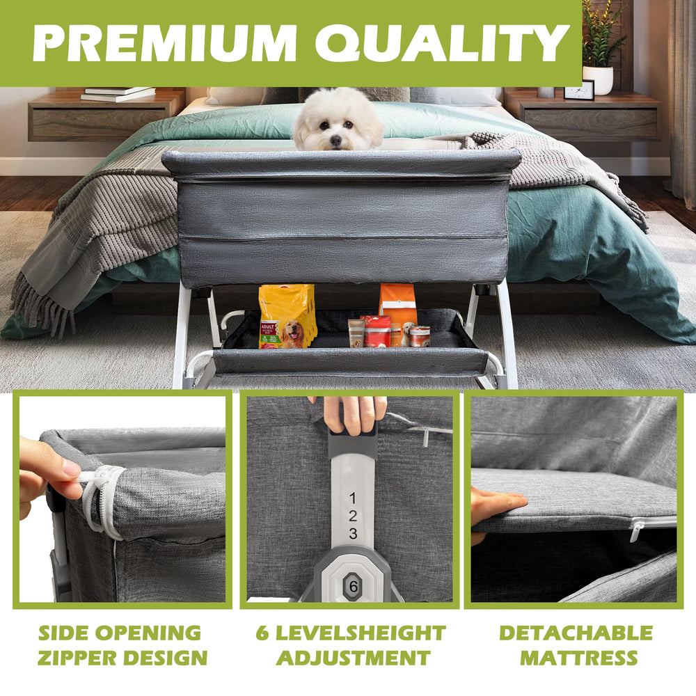 Montex two-tier design adds a storage shelf for blankets and essentials.