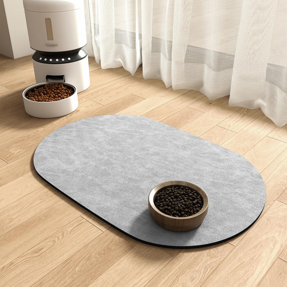 MontVoo absorbent dog water mat top surface quickly absorbs spills for tidy meals