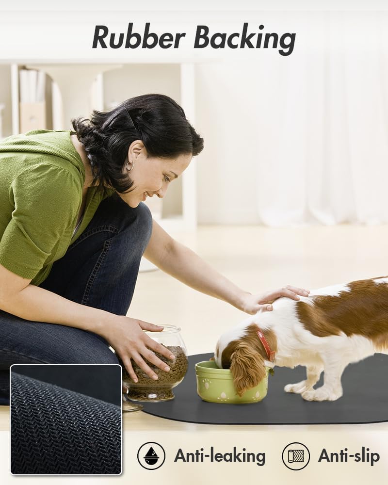 MontVoo easy-clean pet food mat wipes clean or rinses quickly.
