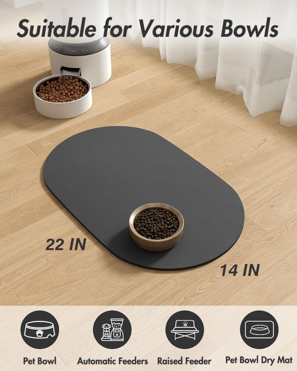 MontVoo multi-pet feeding mat suits dogs and cats for tidy meals.