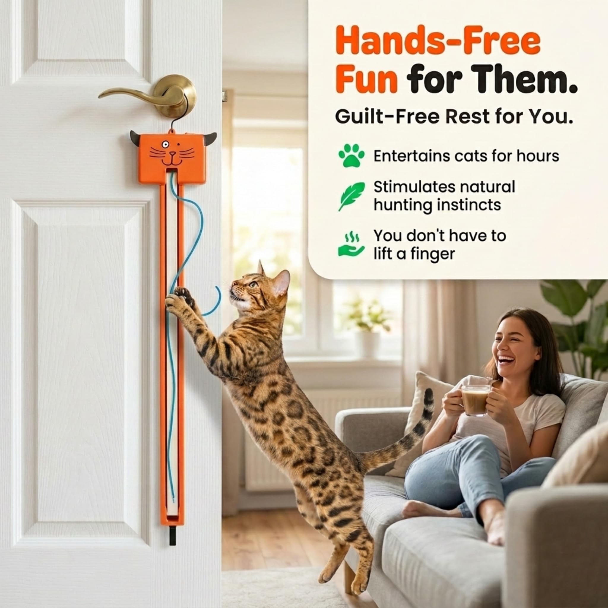 Moody Pet Fling-ama-String rotation mechanism entices a curious cat.