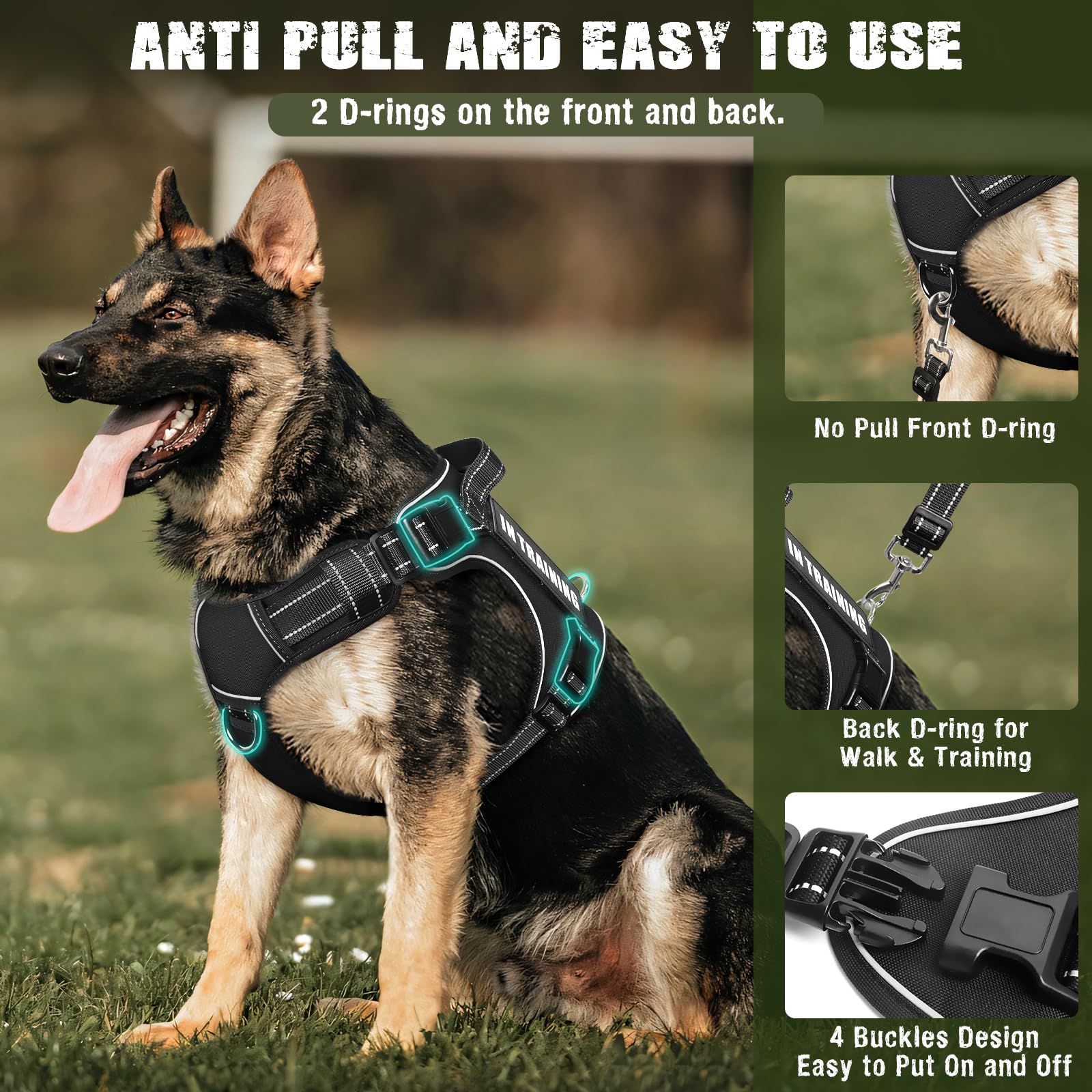 MOOGROU adjustable harness with four quick-release buckles for easy wearing