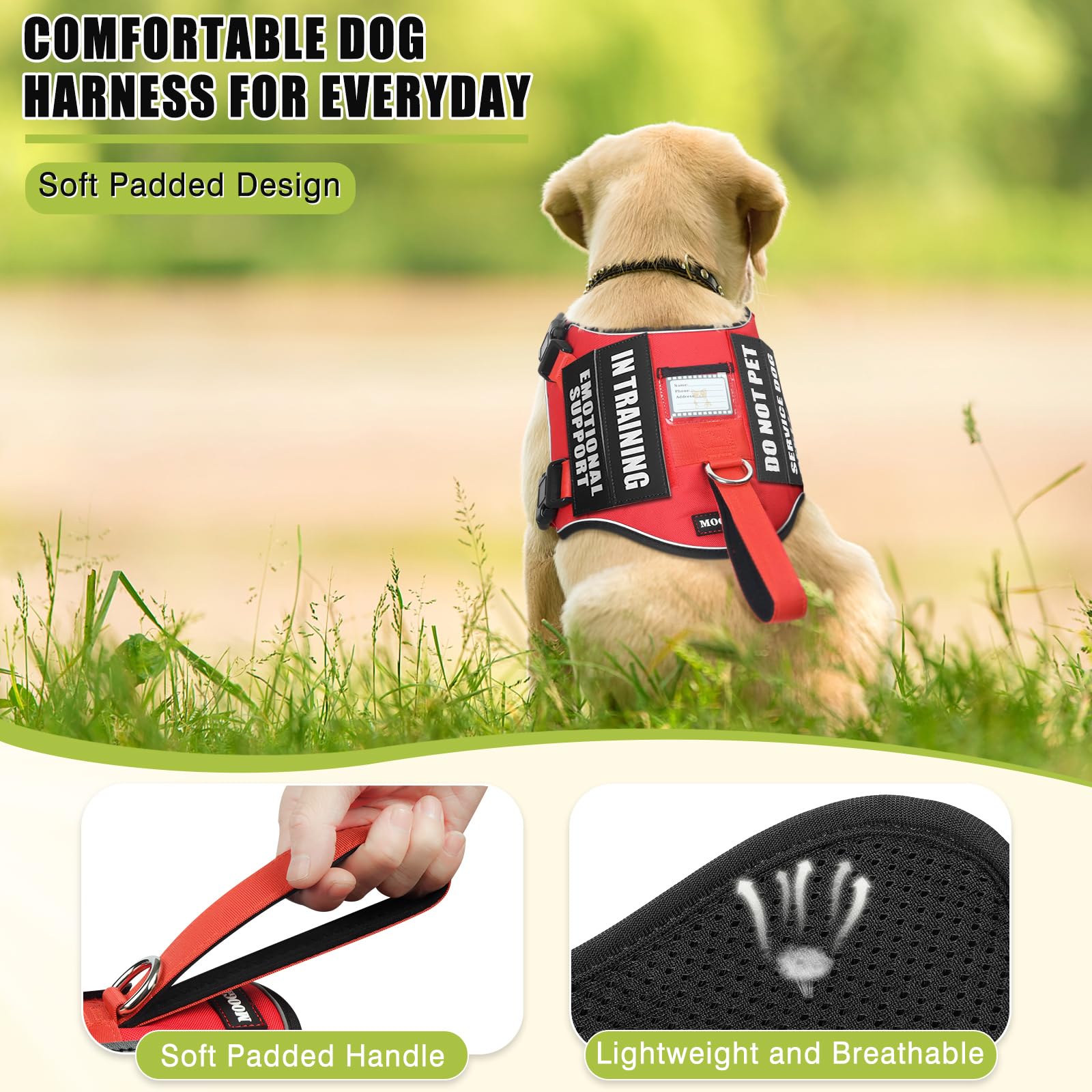 MOOGROU metal service dog tag shows durable engraving for lasting identification.