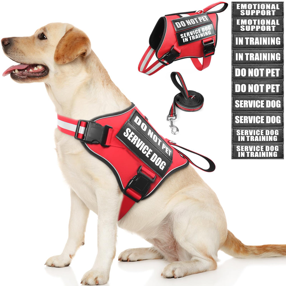 MOOGROU service dog harness front view with secure fit and reflective visibility