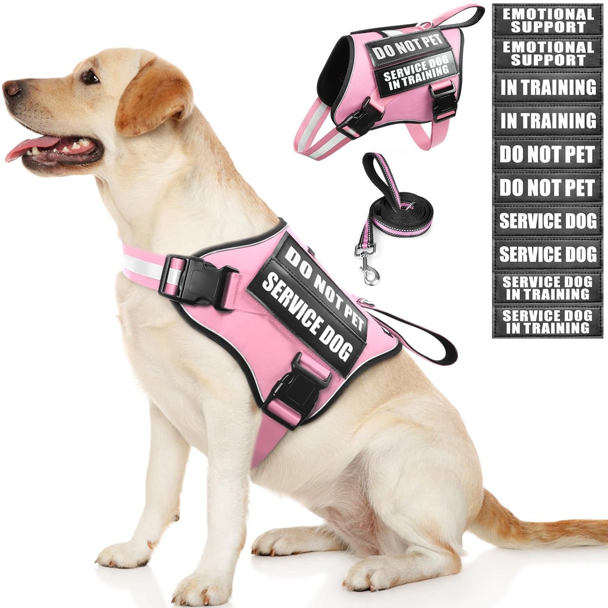MOOGROU service dog harness pink L shown for comfortable training sessions