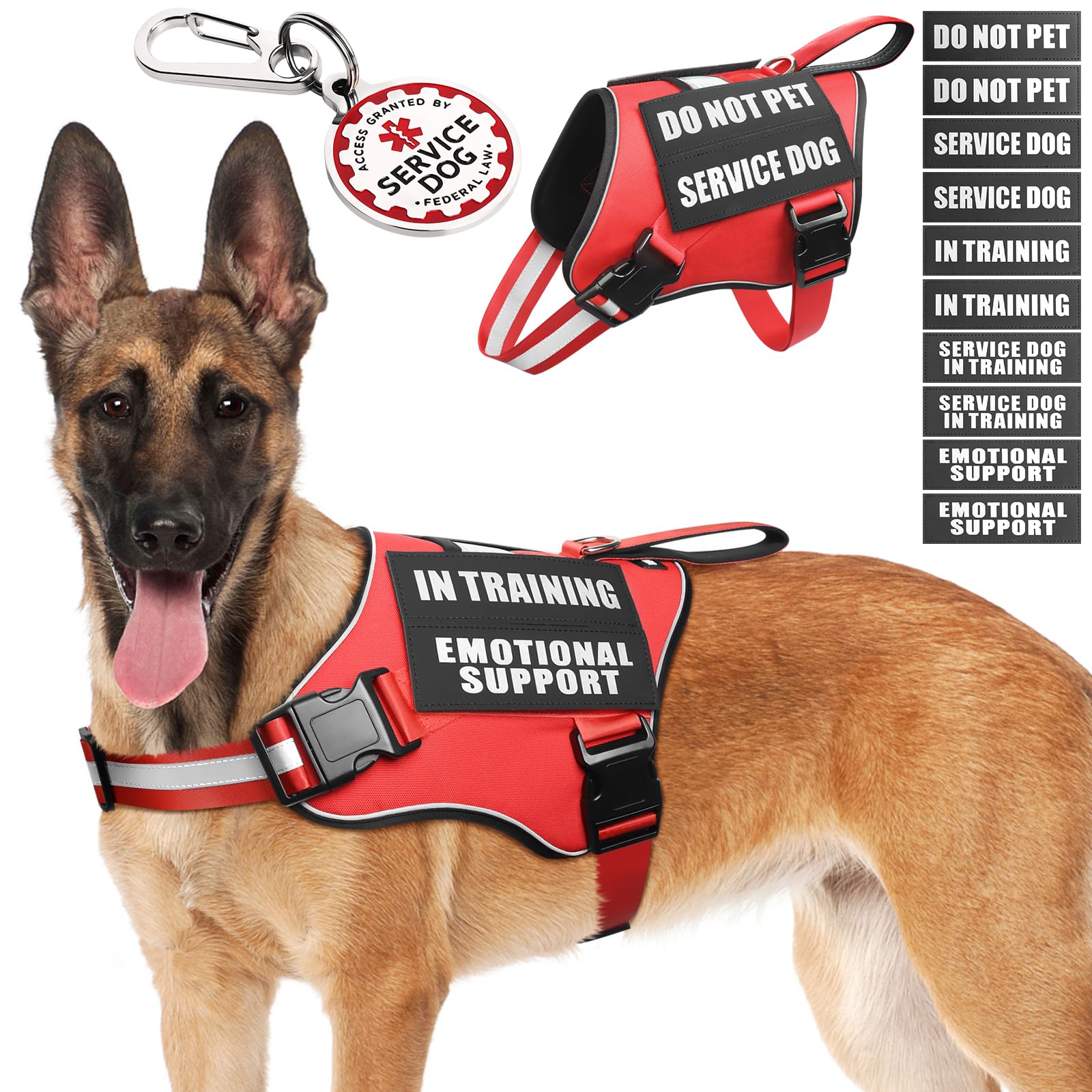 MOOGROU service dog vest harness for easy on off and control during training