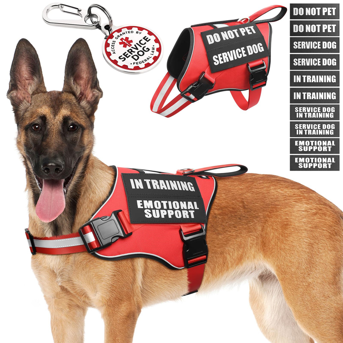 MOOGROU service dog vest harness for easy on off and control during training