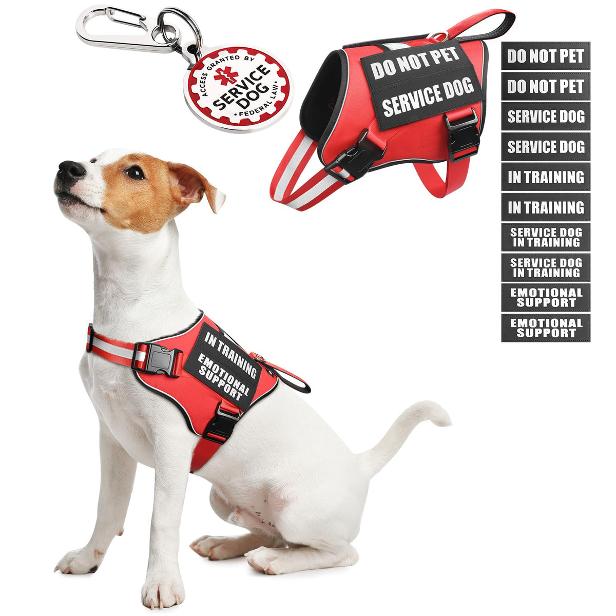 MOOGROU service dog vest harness close-up with sturdy nylon and quick-release buckles for easy on/off.