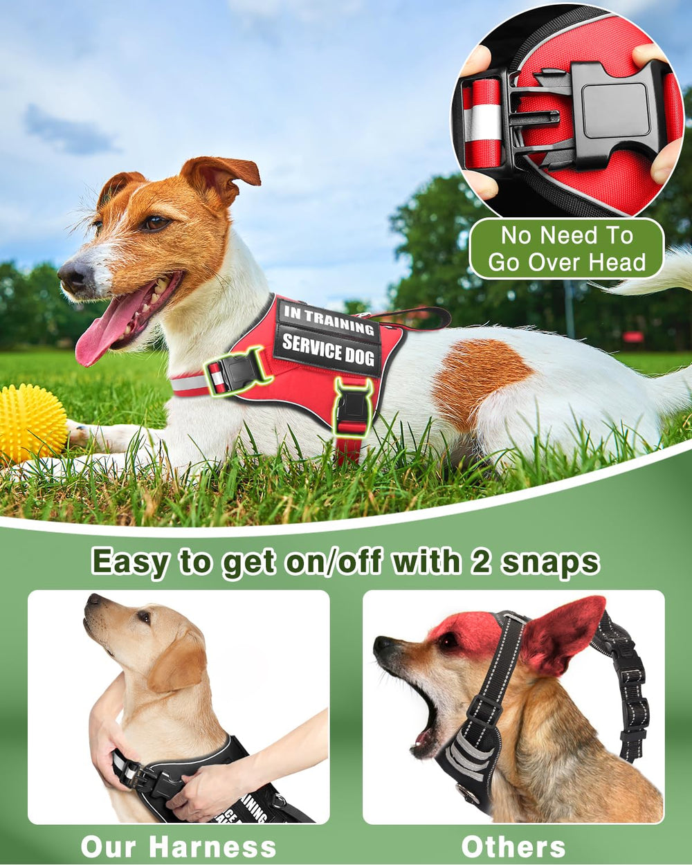 MOOGROU service dog vest reflective straps boost night visibility