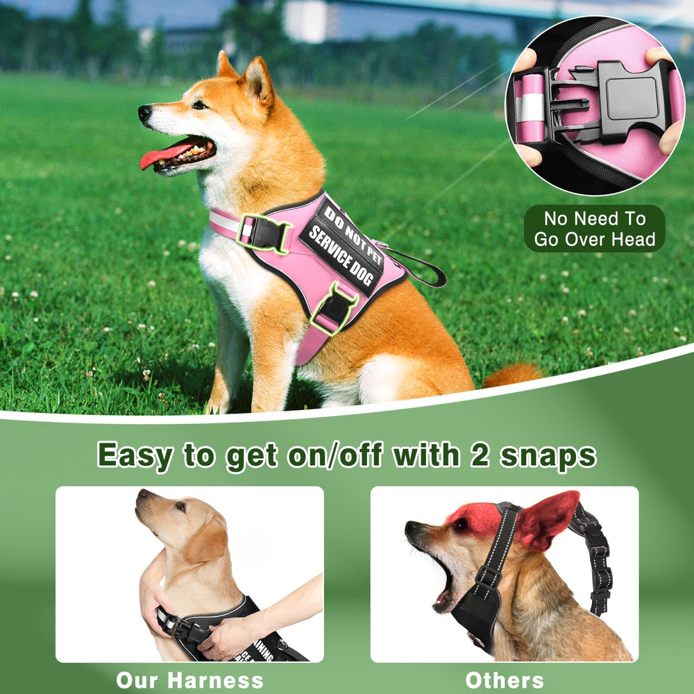 MOOGROU reflective vest straps enhance nighttime visibility during walks.