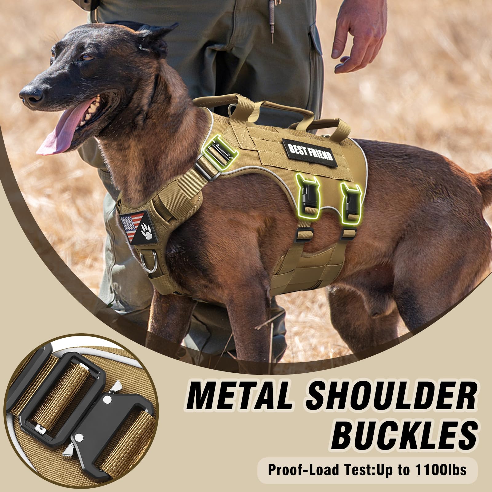 MOOGROU service dog vest with MOLLE for add-ons and patches