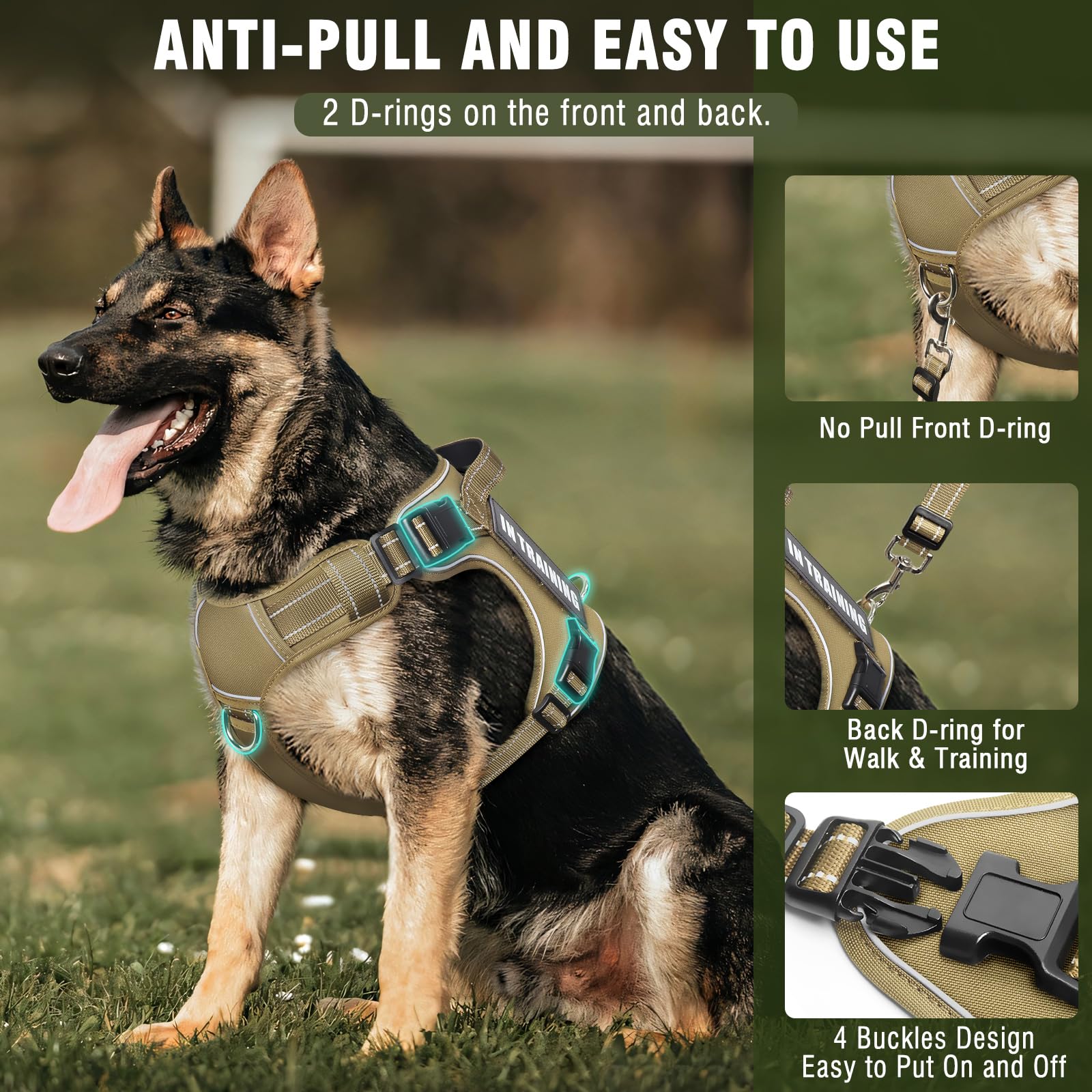 MOOGROU tactical dog leash setup showcases versatile 2 in 1 car belt use