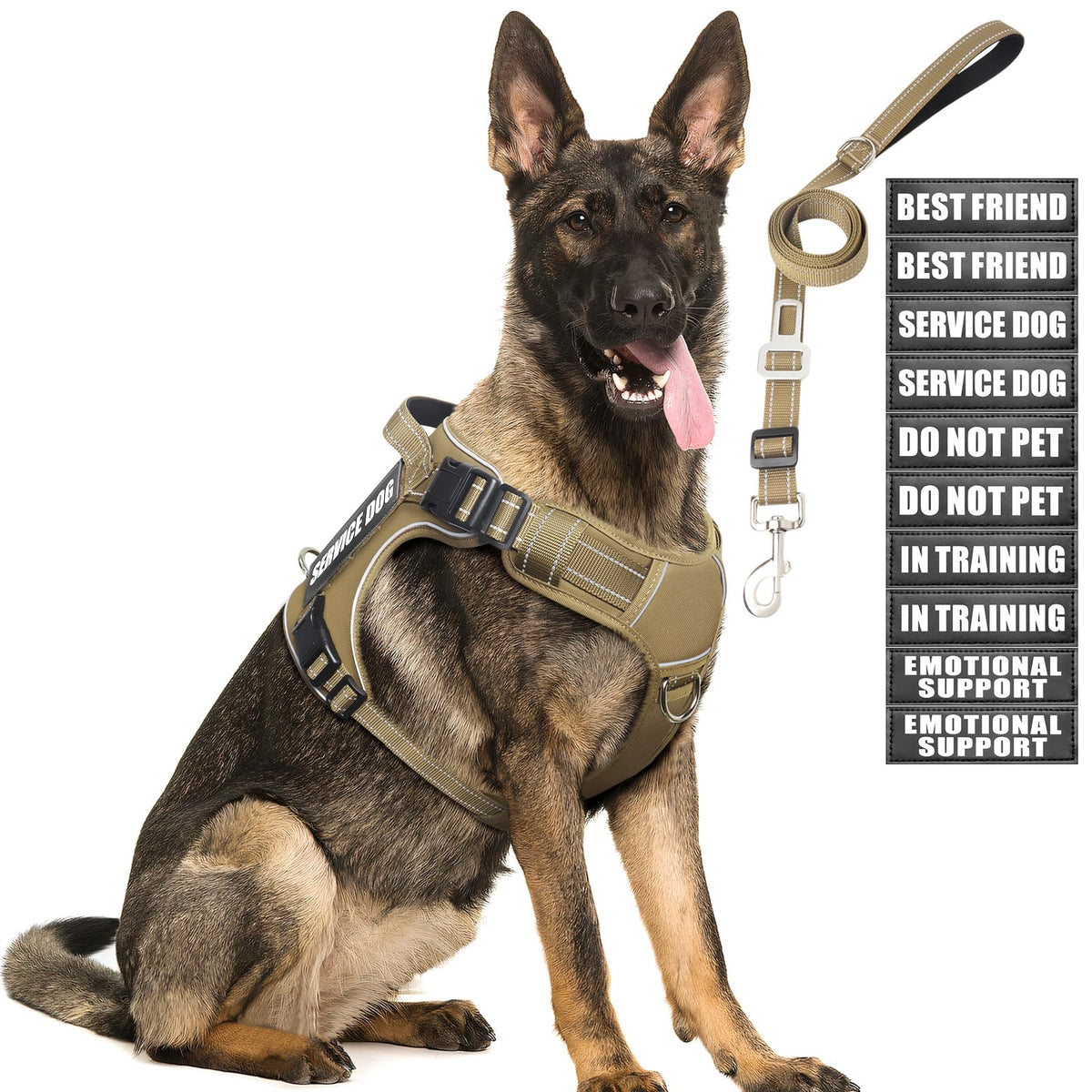 MOOGROU tactical harness large dogs front view for secure daily training