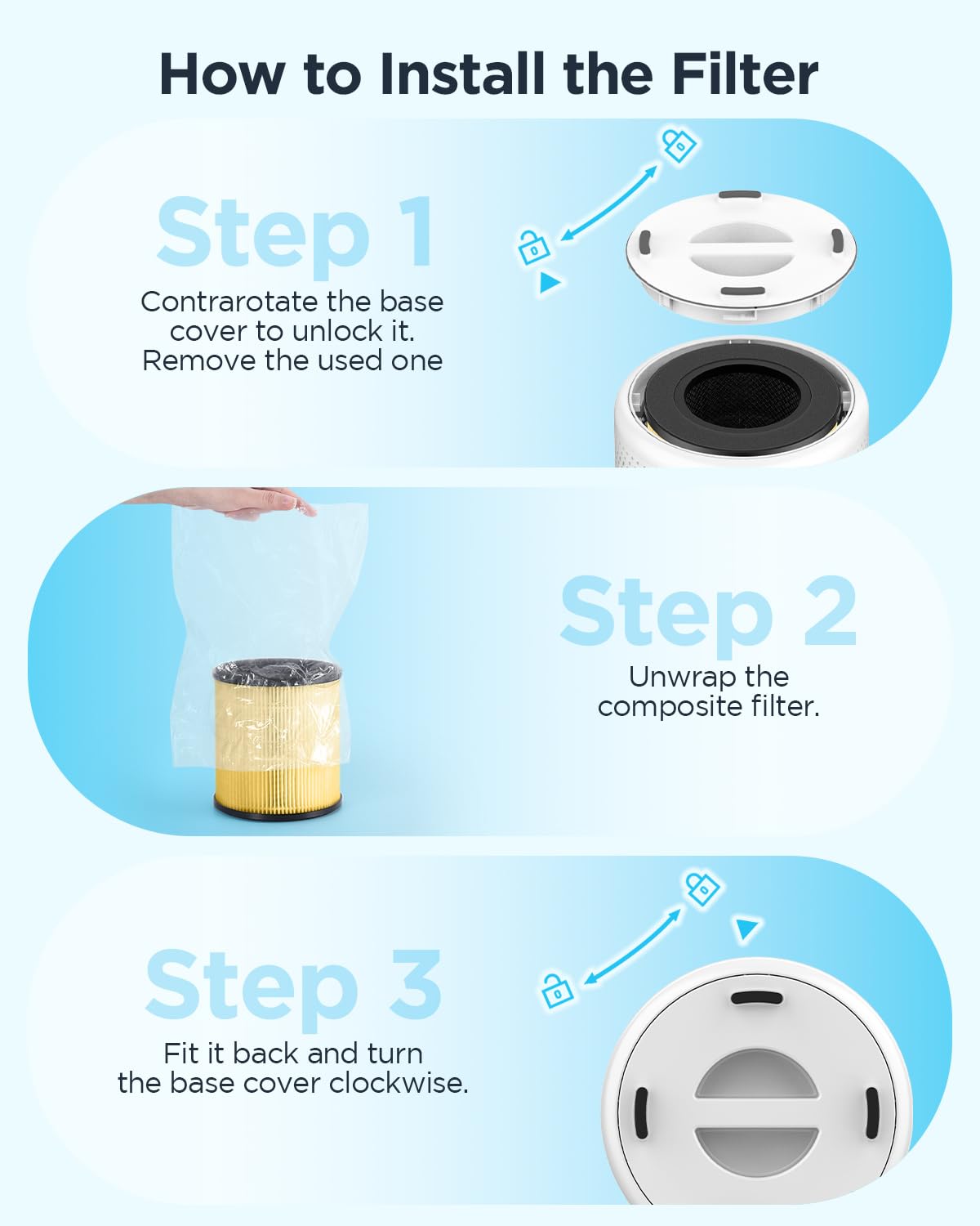 MOOKA in-use with the purifier illustrates easy replacement