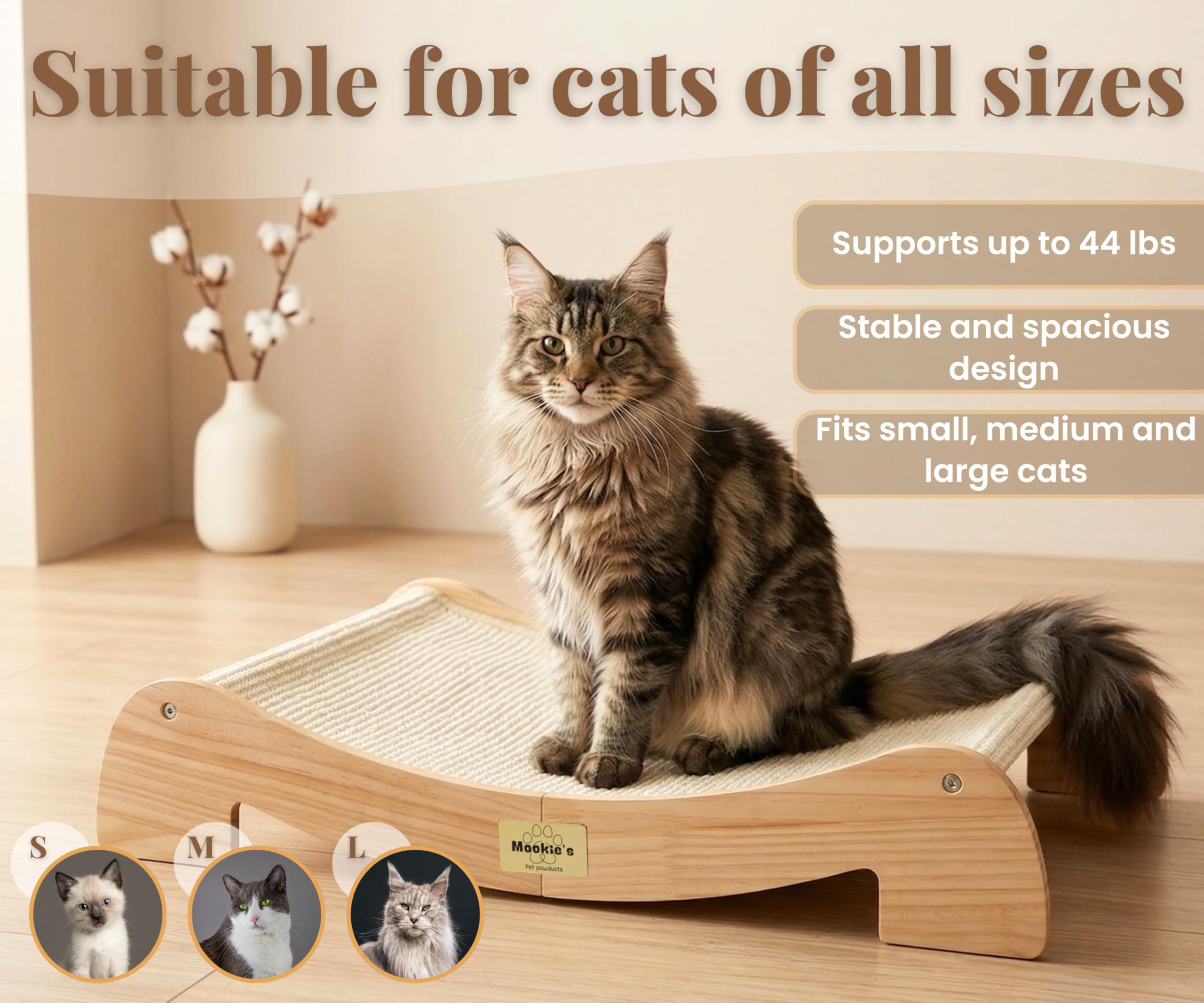 Mookie's Lounge Photo shows large cats comfortably stretching and resting.