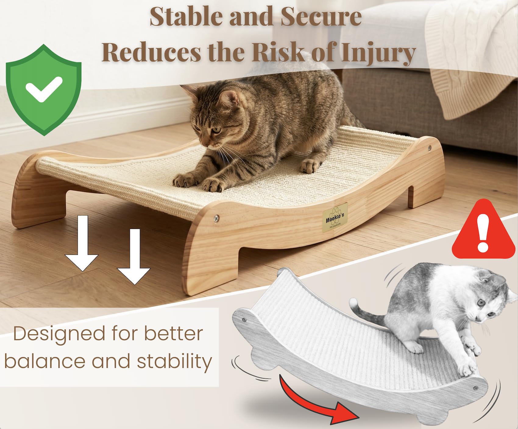 Mookie's Solid Wood Frame image shows no MDF or paint for safer toy.