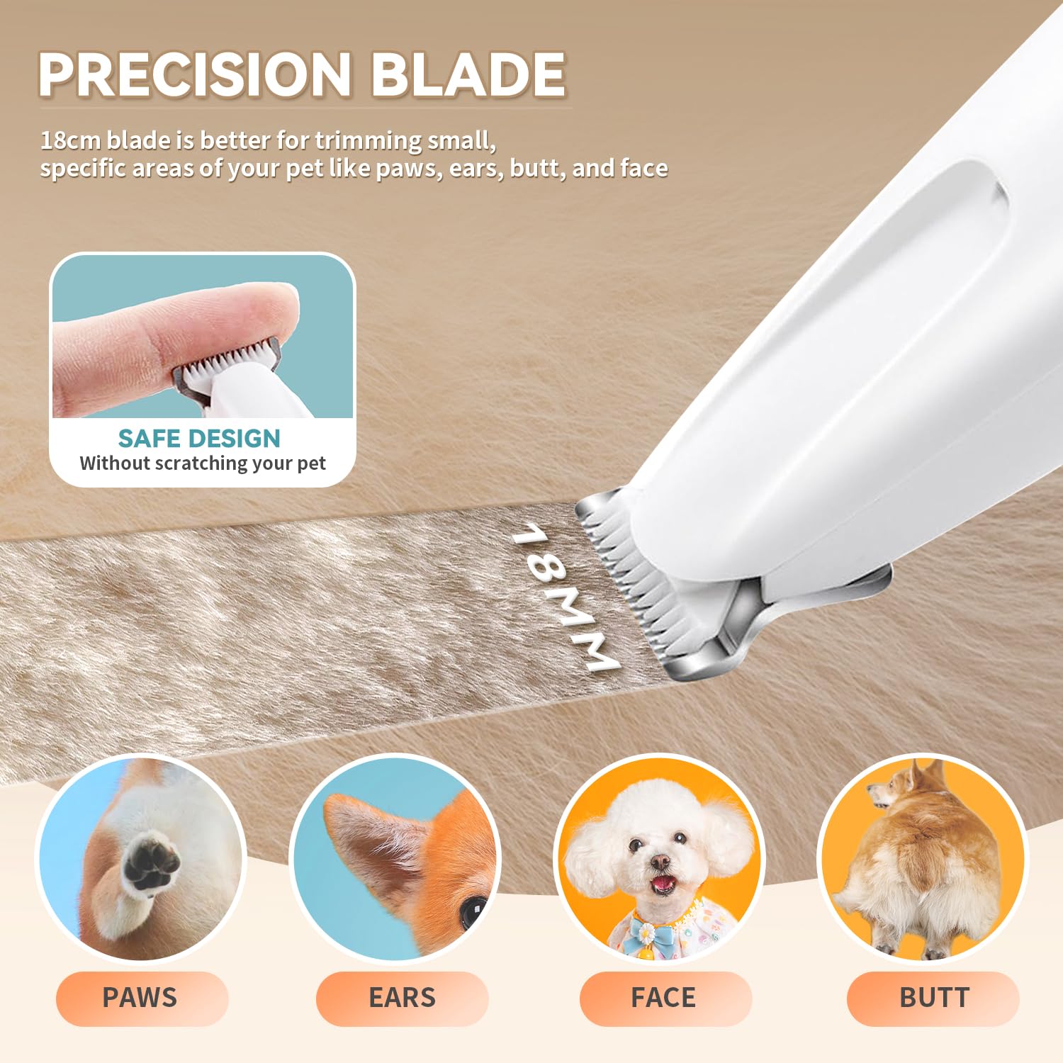 MOONEON dual-speed trimmer handles soft and thick fur with ease