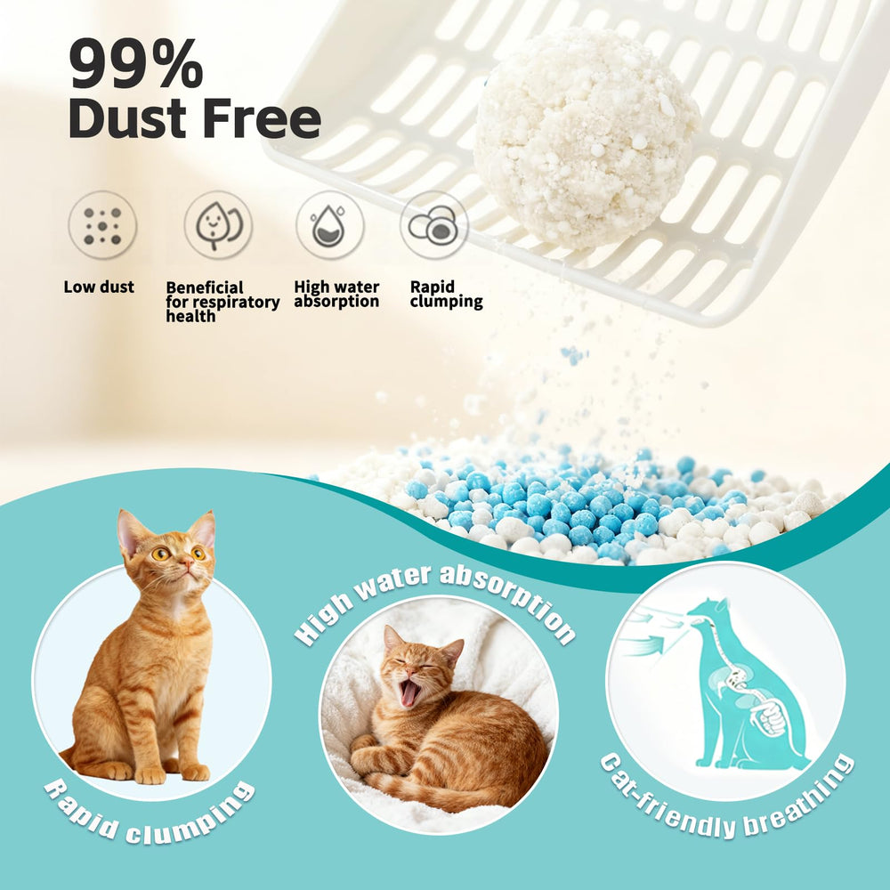 MoonForest Tapioca Cat Litter scoop-ready clumps illustrate easy cleaning