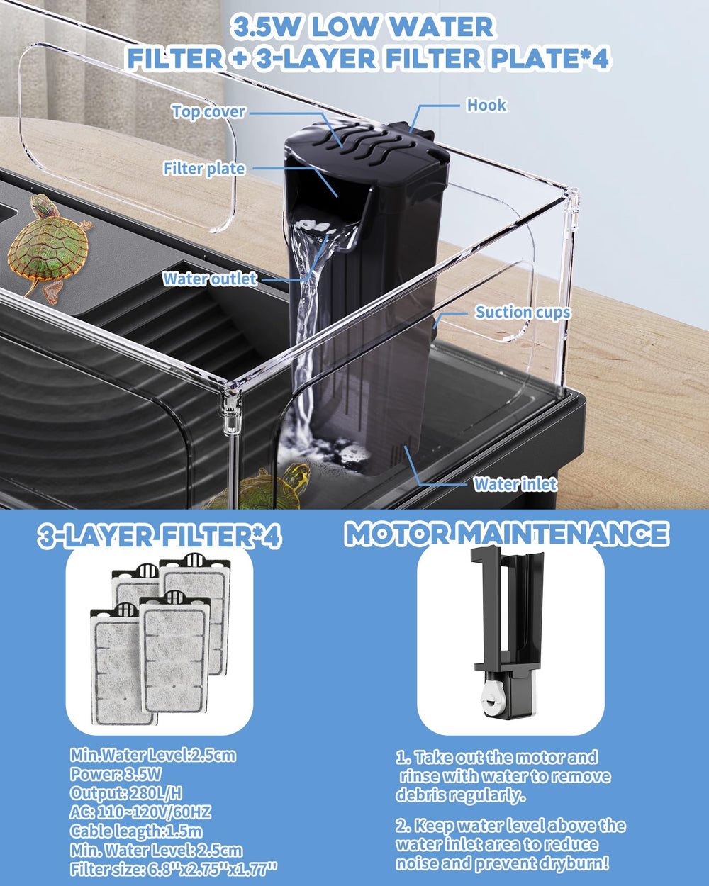 MoonOrange bottom drainage makes water changes quick and easy