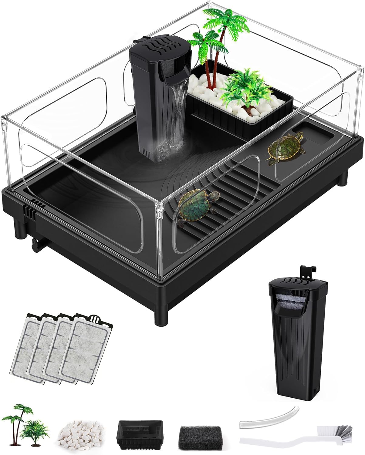 MoonOrange Small Turtle Tank package contents shown for quick setup